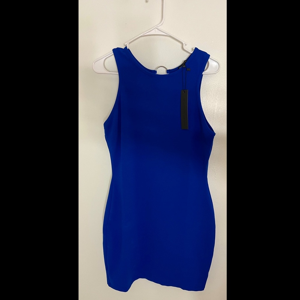 SYMPHONY BRAND NEW Blue fitted dress size LARGE - Picture 2 of 7